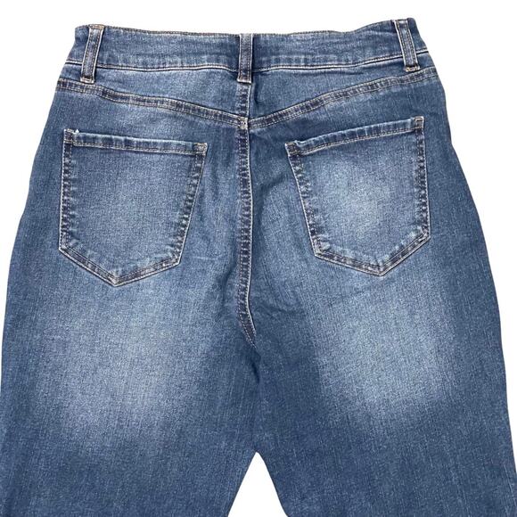 GB Juniors Wide Leg Flare Jeans Stretch Denim High Waist Crop Faded Juniors sz 7 - Picture 4 of 8